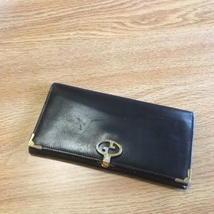 VERY USED Vintage Gucci Flap Black Leather Wallet